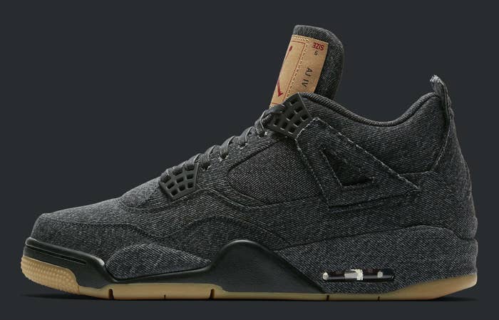 Levi&#x27;s x Air Jordan 4 Black Denim Release Date AO2571-001 Profile