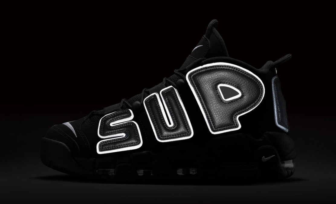 Black Supreme Nike Air More Uptempo 902290-001 Reflective
