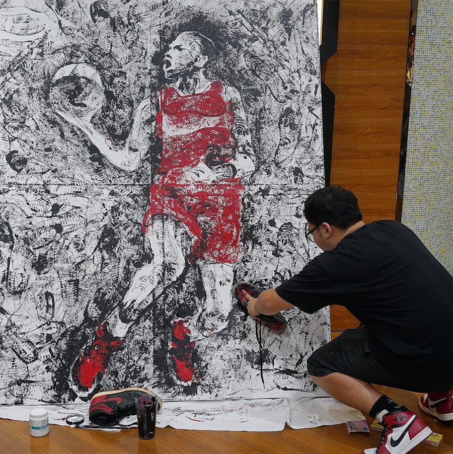 Artist Paints Michael Jordan with Air Jordans (3)
