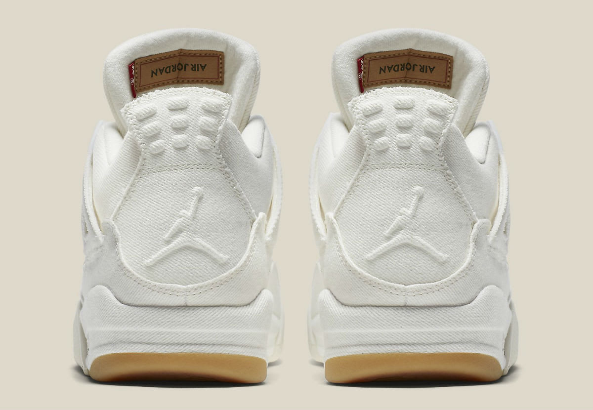 Levi&#x27;s x Air Jordan 4 White Demin Release Date AO2571-100 Heel