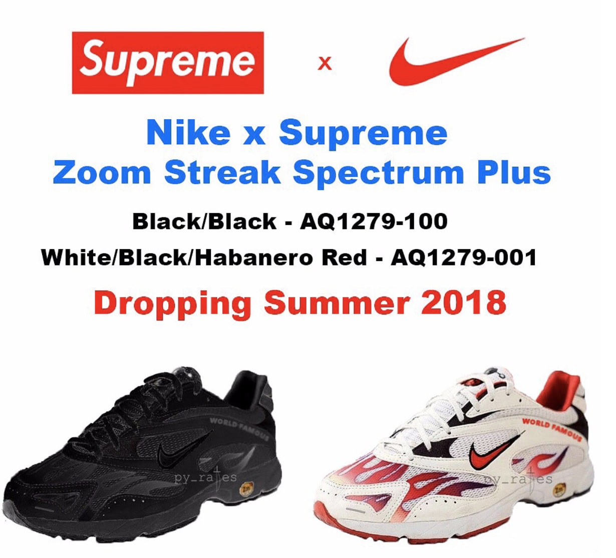 Nike Supreme x Zoom Streak Spectrum Plus 'Habanero Red