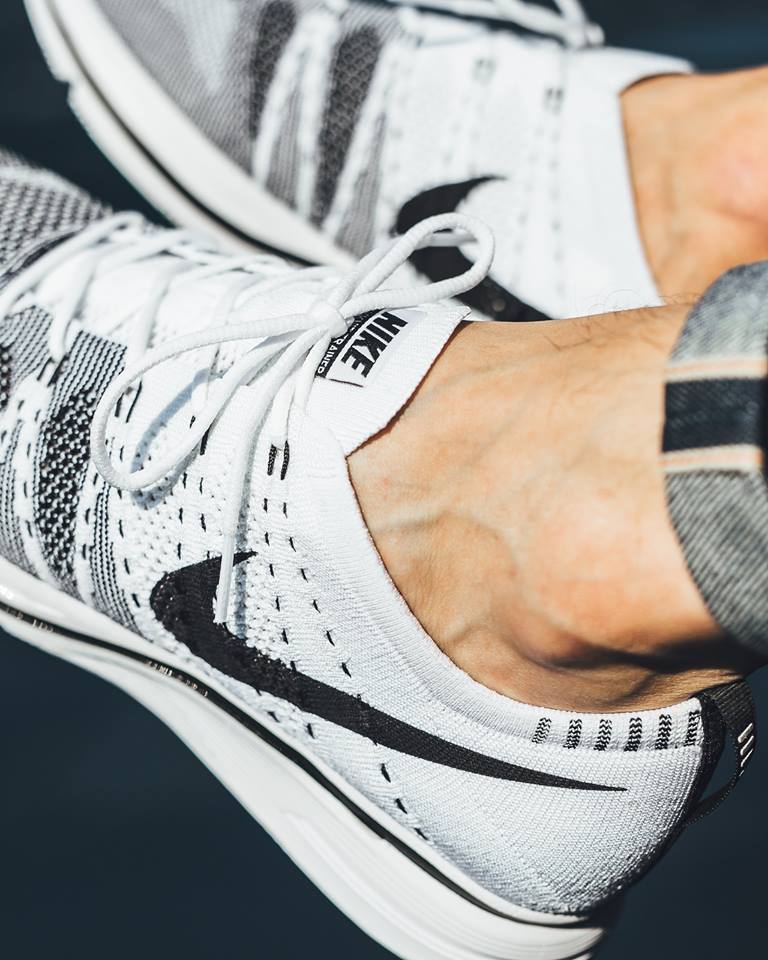 White Black Nike Flyknit Trainer On Feet 2