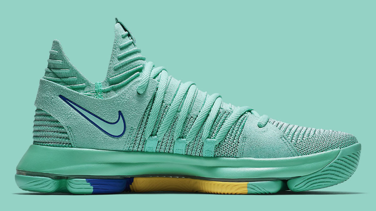 Nike KD 10 X City Edition Hyper Turquoise Racer Blue Release Date 897816-300 Medial