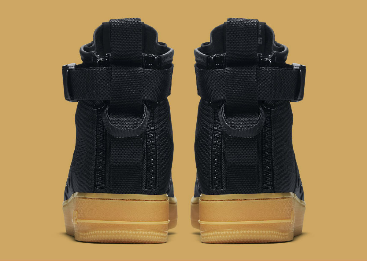 Nike SF Air Force 1 Mid Black/Gum Release Date Heel 917753-003