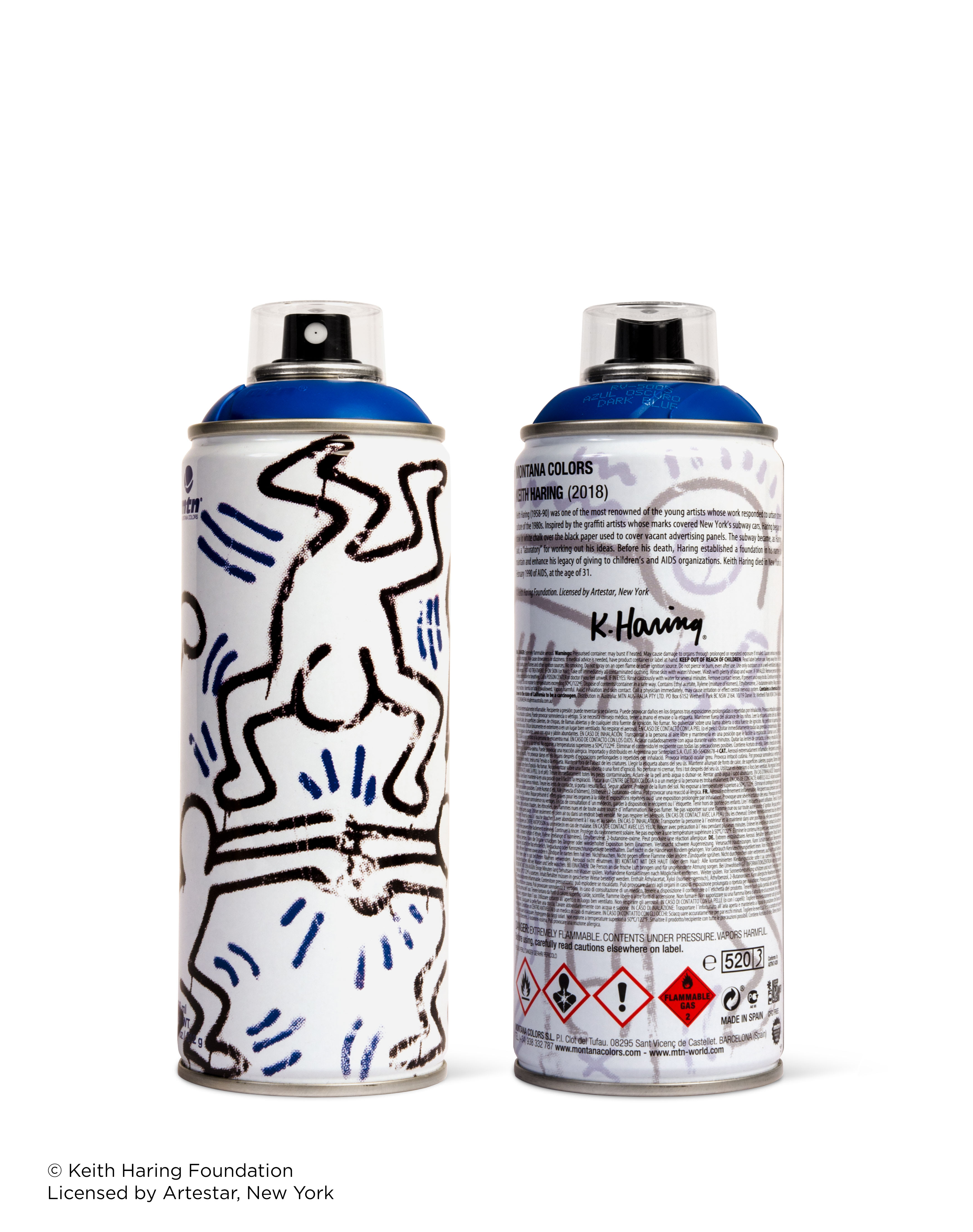 Blue Keith Haring spray paint can for Beyond The Streets.
