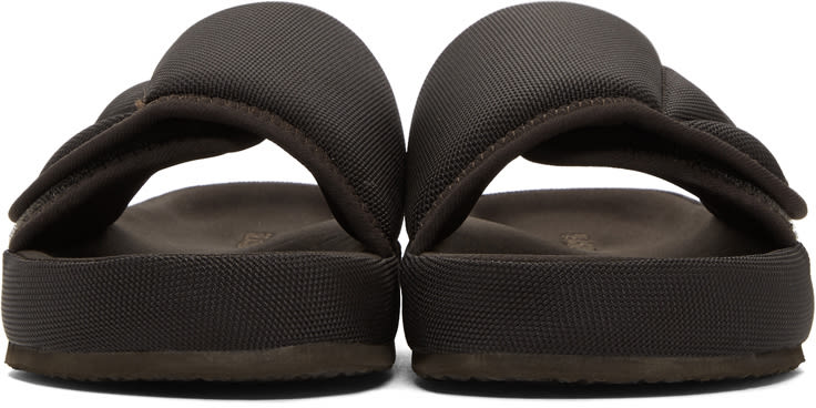 Yeezy Brown Fabric Slides (Front)