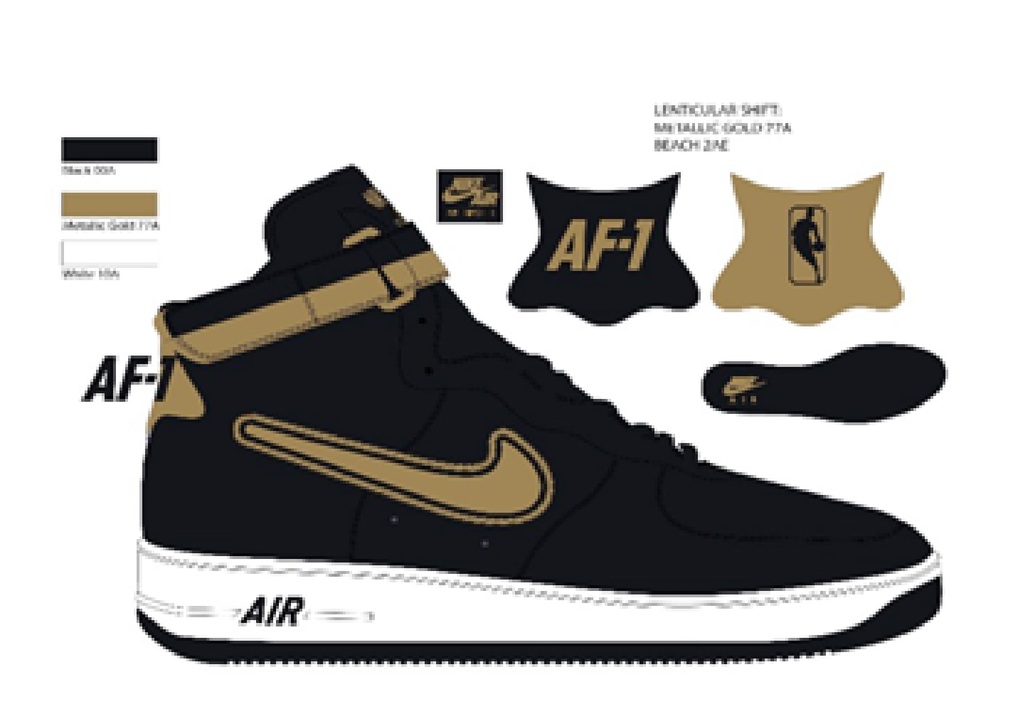Nike Air Force 1 High NBA Black 'Metallic Gold' AV3938-001 - KICKS CREW