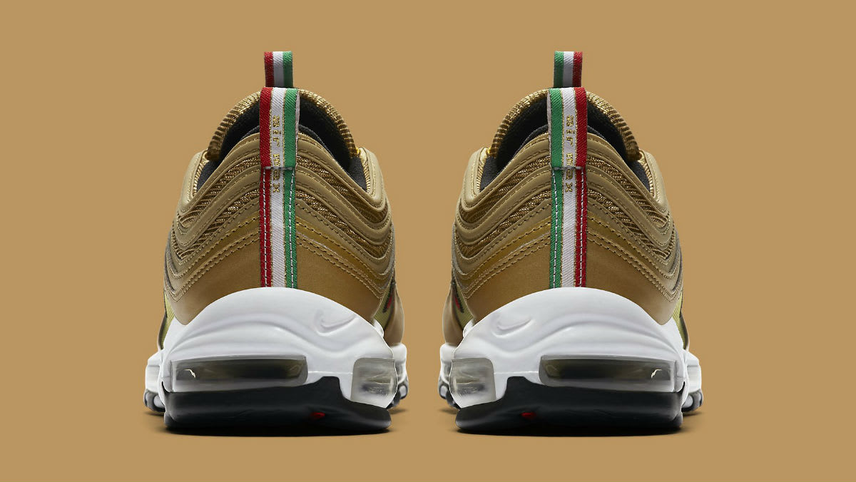 Nike Air Max 97 Italy Flag Gold Release Date AJ8056-700 Heel