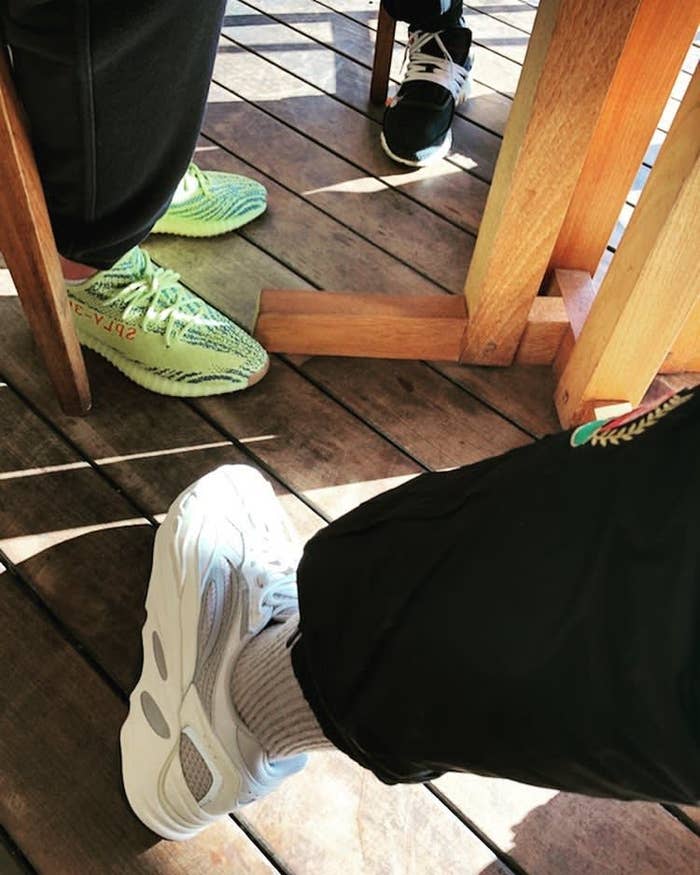 Kanye West Adidas Yeezy Runner White On-Foot