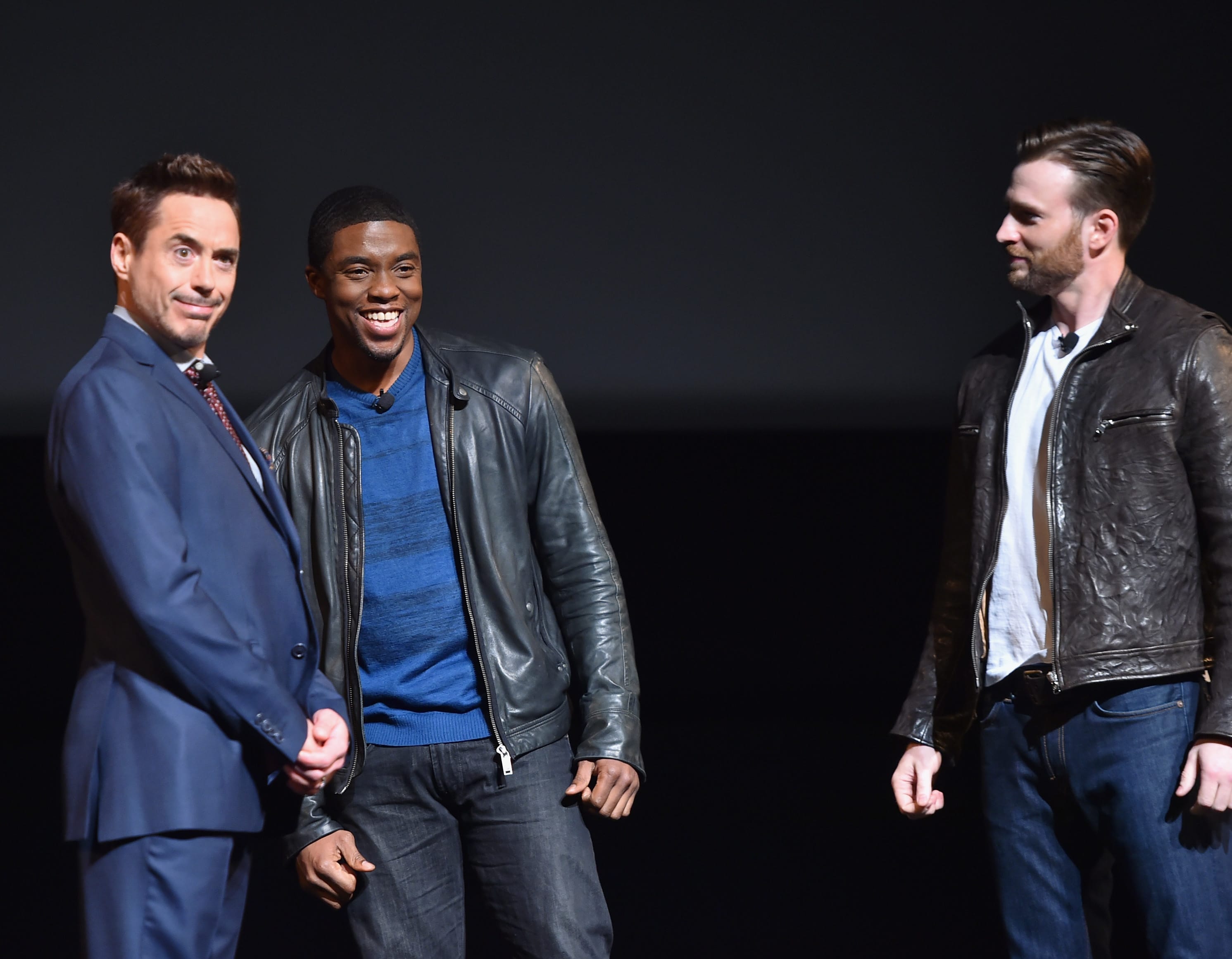 Robert Downey Jr Chadwick Boseman and Chris Evans