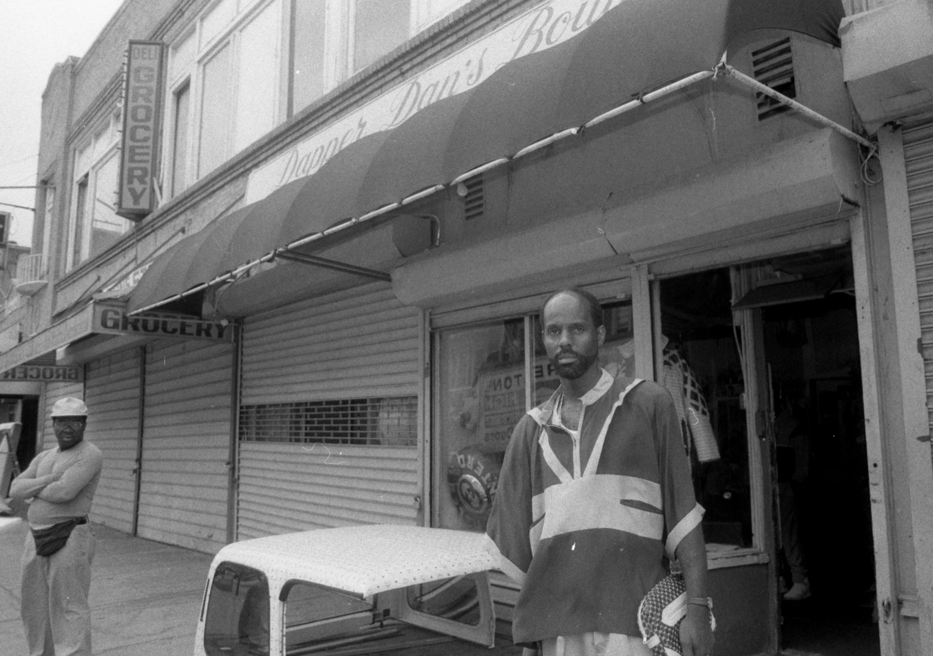 Dapper Dan in front of his store in Harlem.