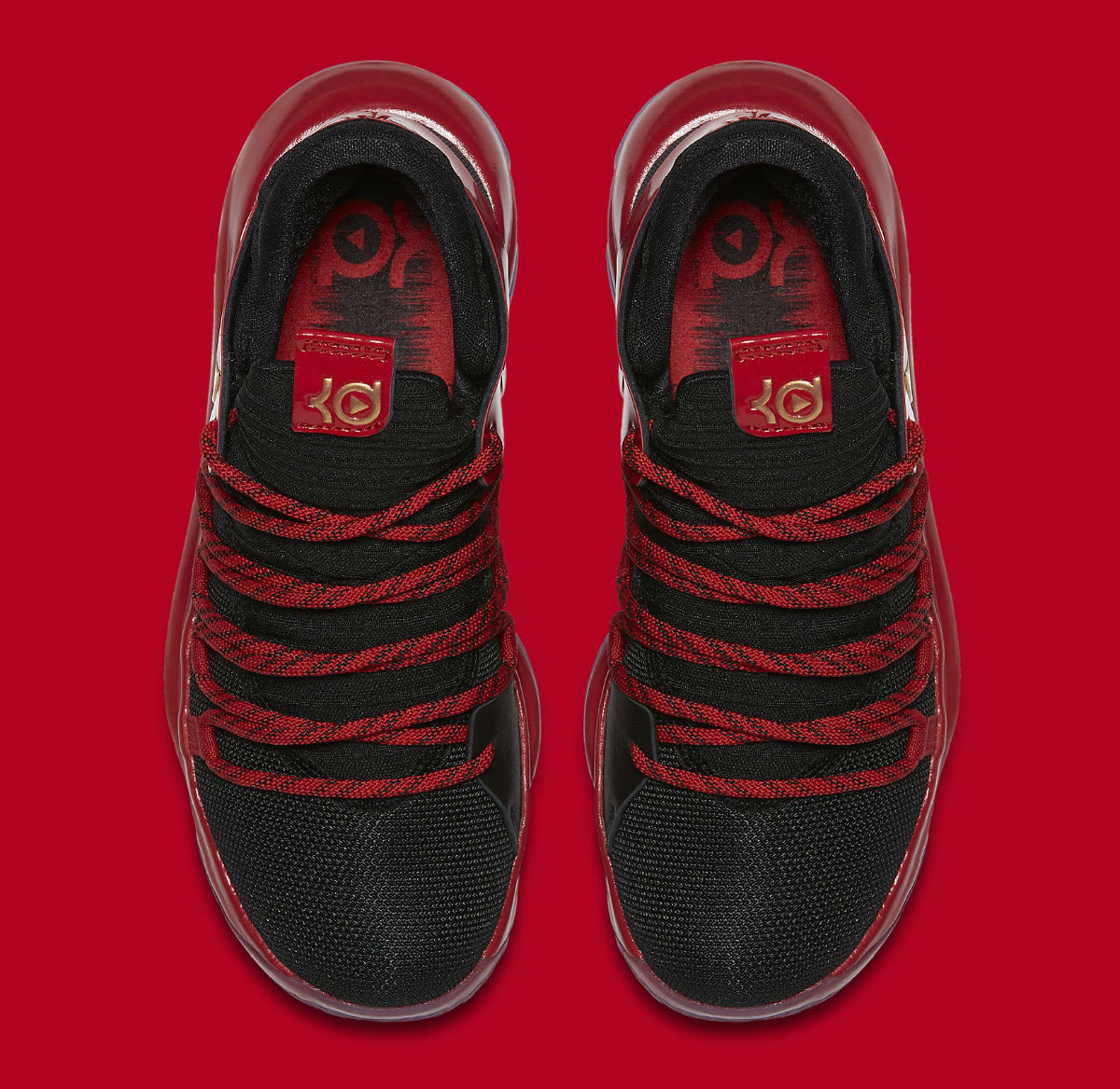 Nike KD 10 LE GS Black Metallic Gold University Red Bright Crimson Release Date AJ7220-076 Top