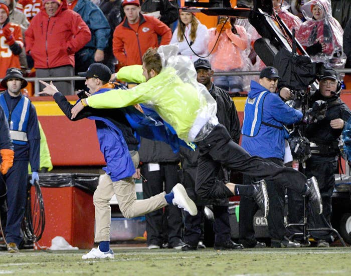 Denver Broncos Security Fan on Field 2016