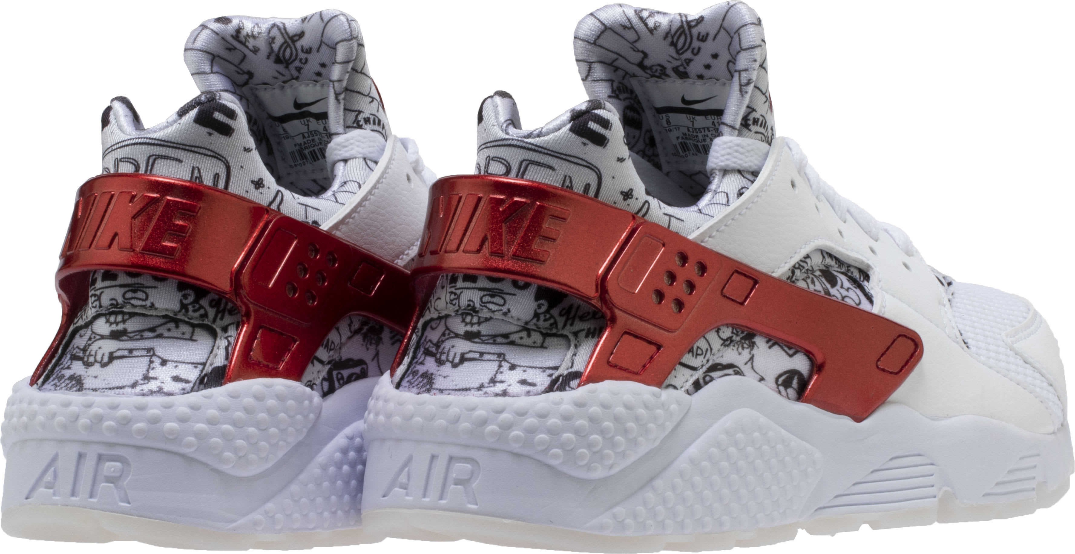 Shoe Palace x Nike Air Huarache White/Red/Platinum &#x27;Joonbug&#x27; AJ5578-101 (Heel)