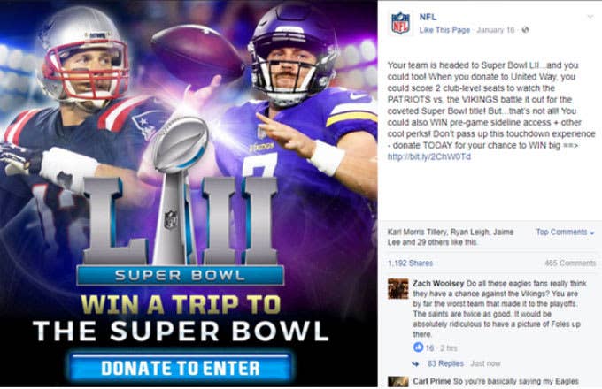 The NFL jumps the shark and pits the Patriots and Vikings against one another in the Super Bowl.