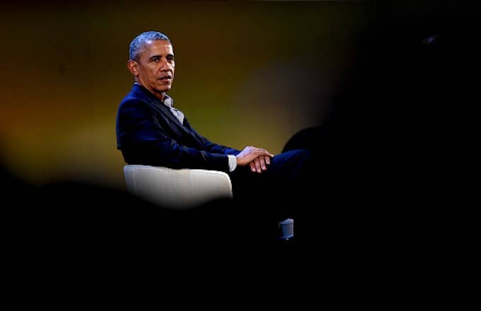 Barack Obama speaks during the Seeds&amp;Chips Global Food Innovation Summit