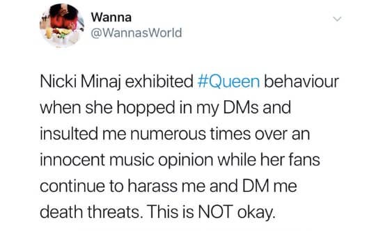 Nicki Minaj Wanna tweet