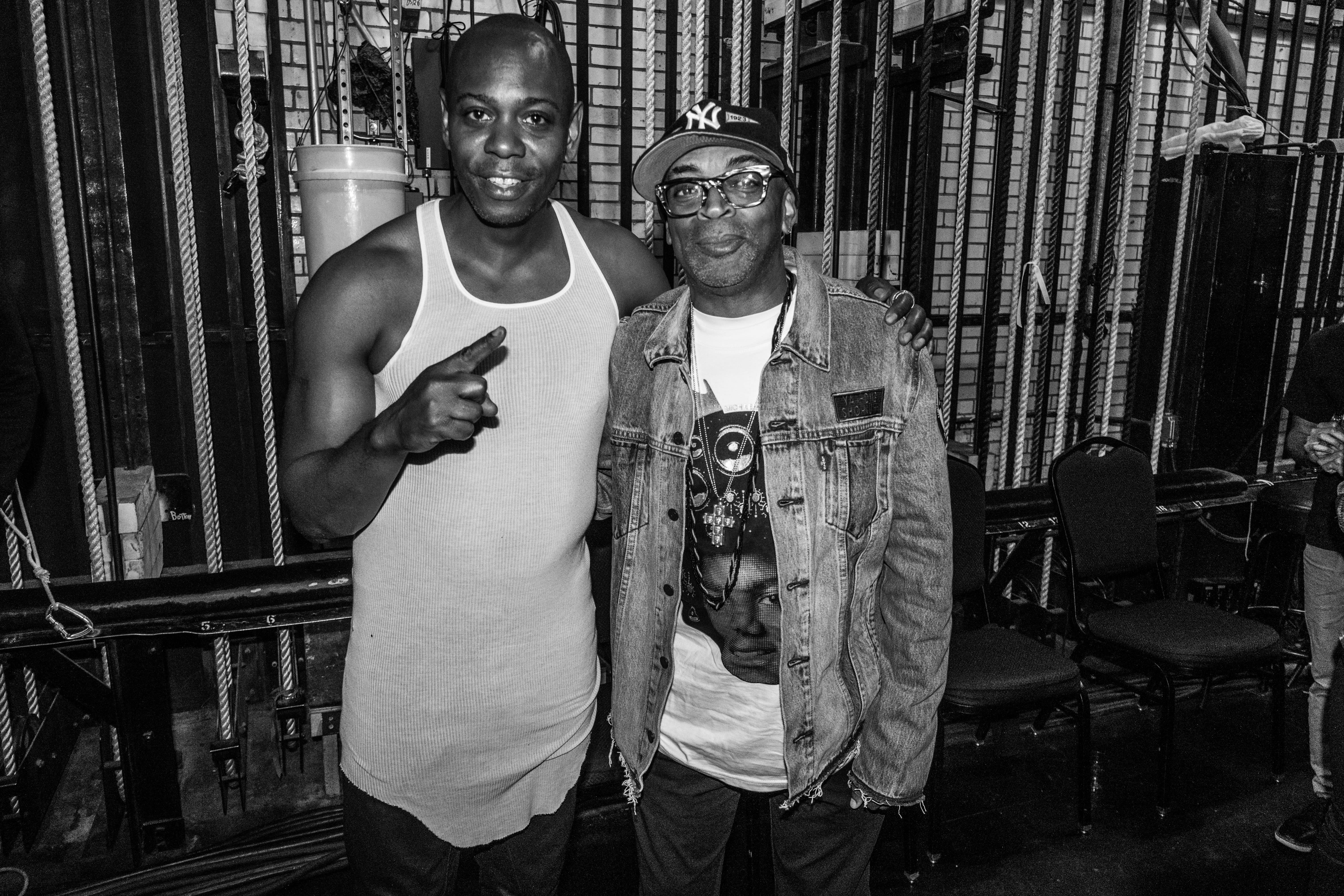 Dave Chappelle with auteur and prolific filmmaker Spike Lee backstage at Radio Music City Hall