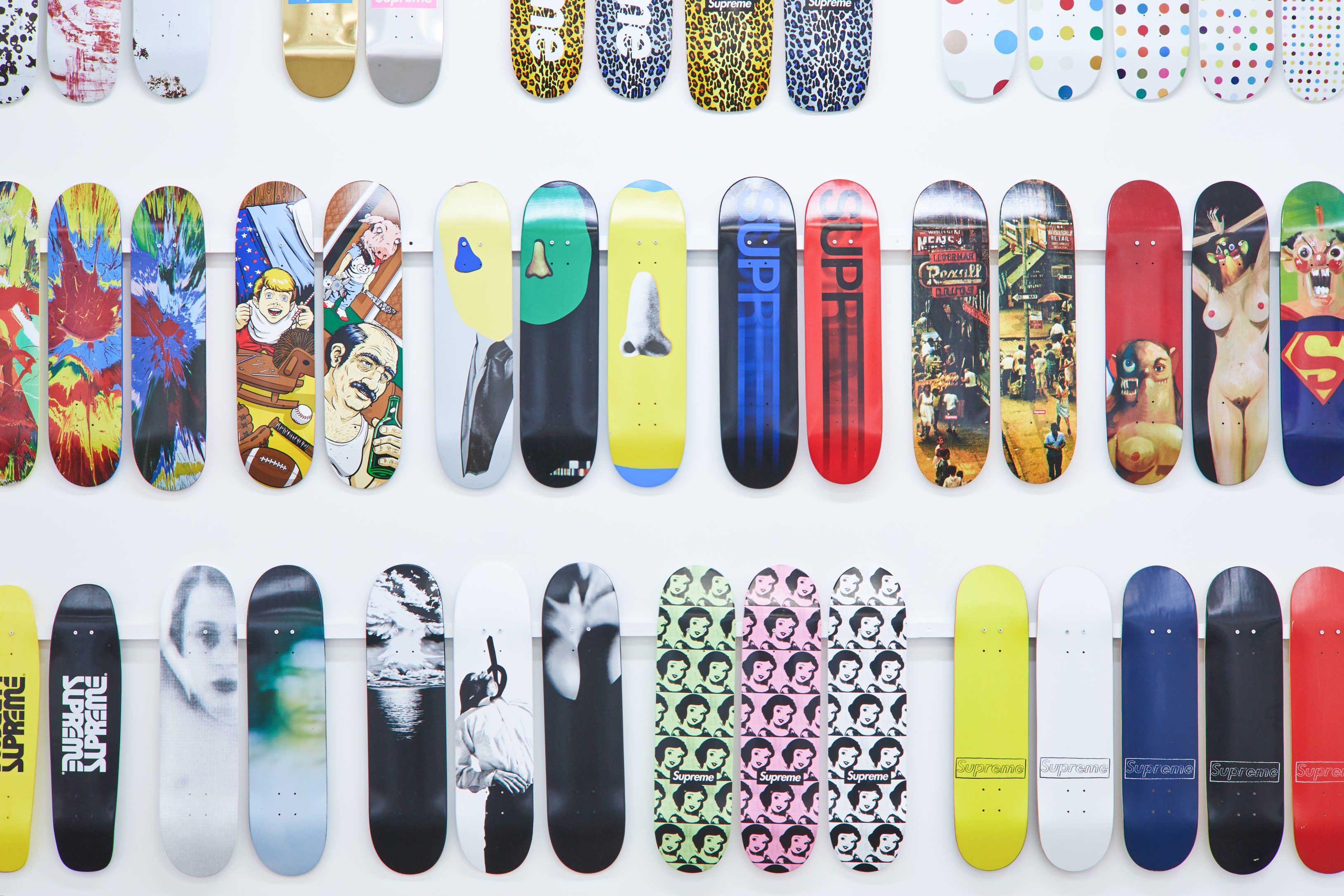 Supreme Meets Sotheby's: The Complete Collection of Skateboard Decks, Discover an incredible collection of Supreme skateboarding decks from LA  based collector Ryan Fuller. Featuring unique collaborations with artists  like