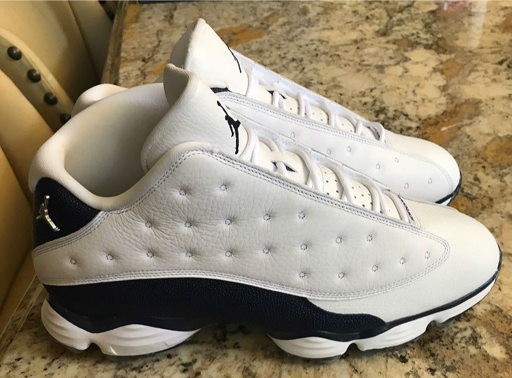 Air Jordan 13 Low Golf Shoes White Blue Profile