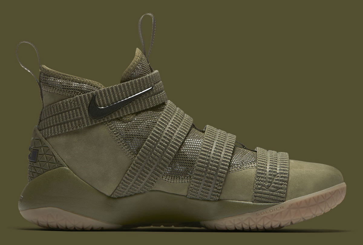 Nike LeBron Soldier 11 SFG Olive Release Date Medial 897646-200