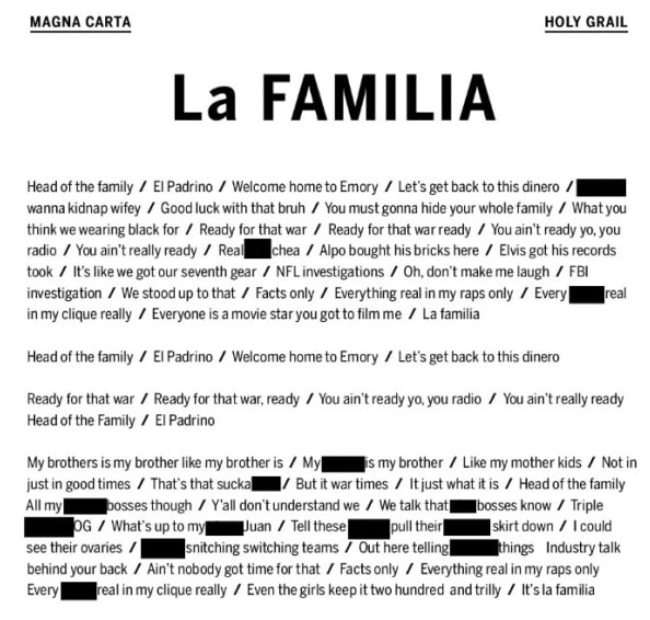 La Familia lyrics