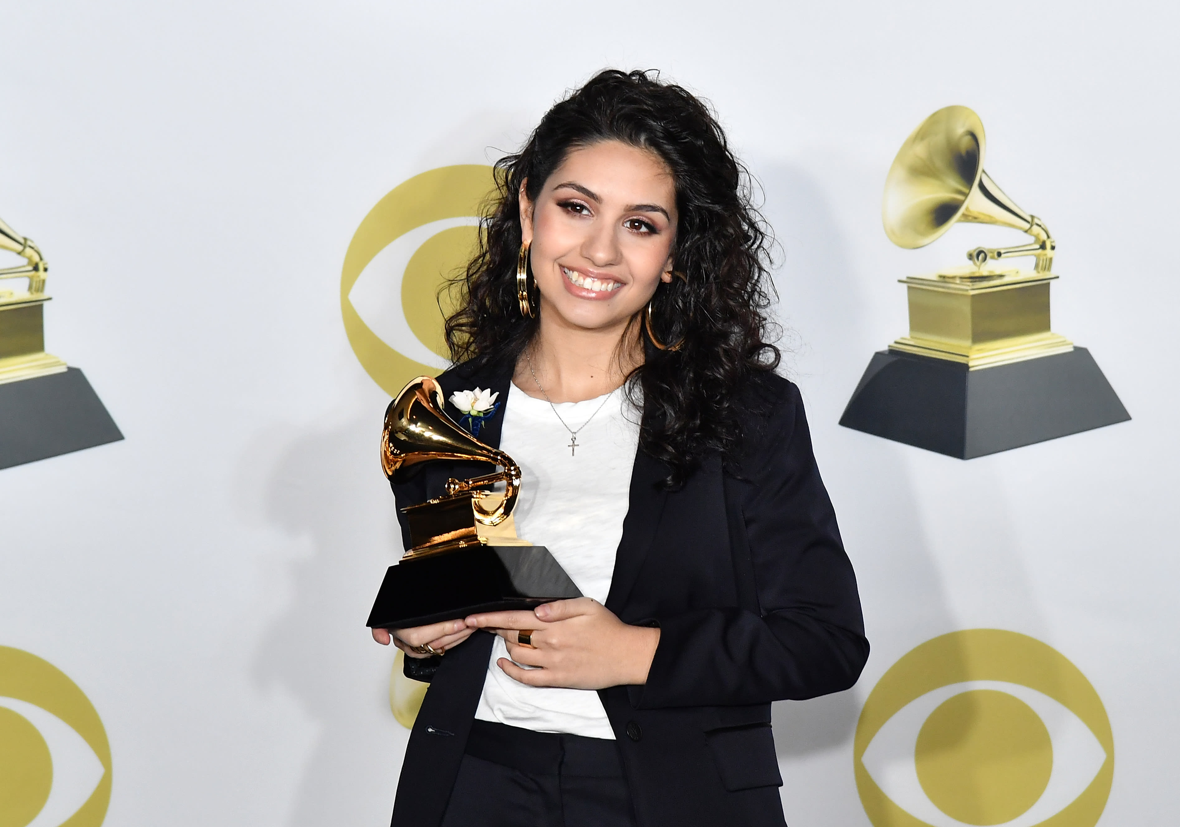 Alessia Cara poses in the press room during the 60th Annual GRAMMY Awards