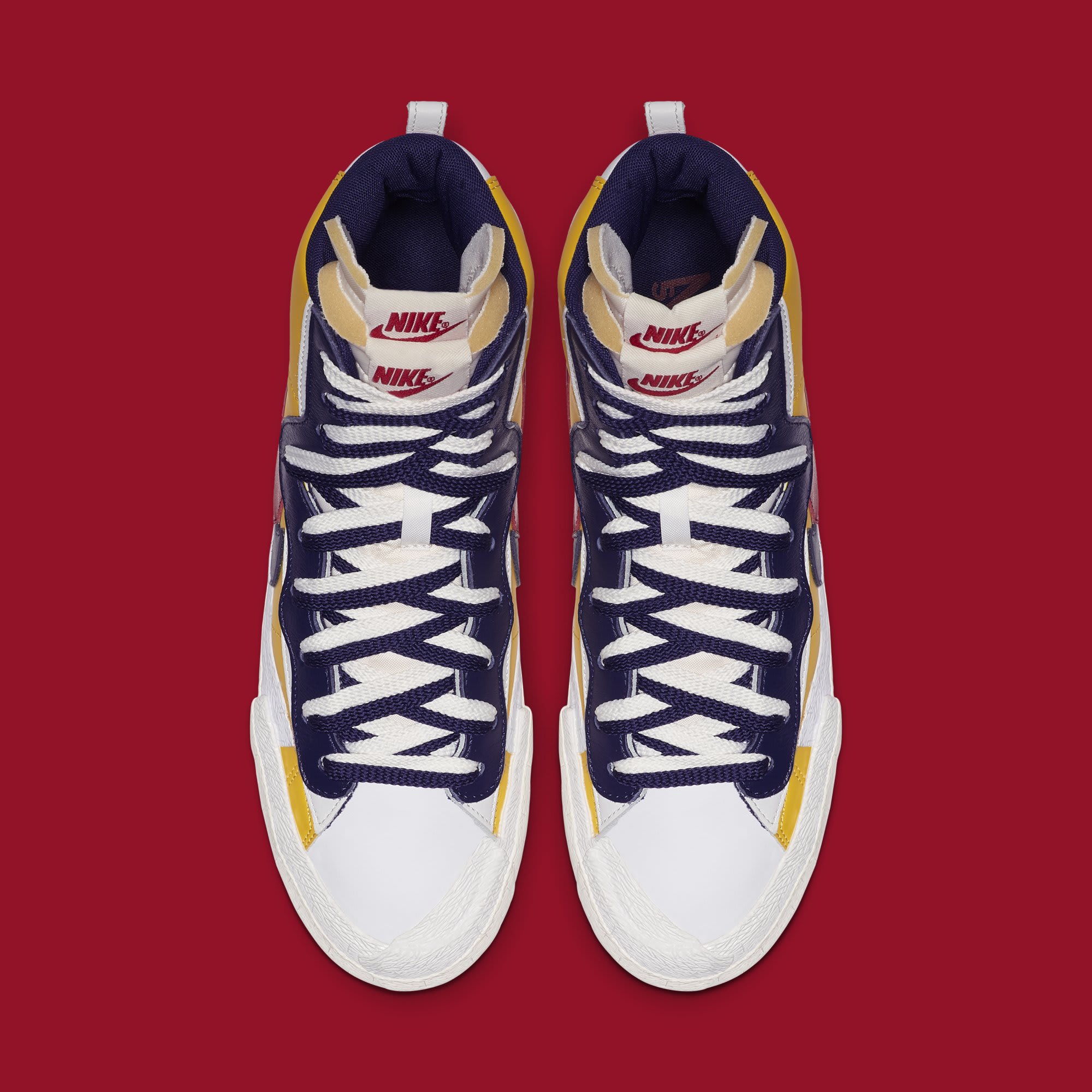 Sacai x Nike Blazer High &#x27;Varsity Maize/Varsity Red/Midnight Navy&#x27; BV0072-700 (Top)