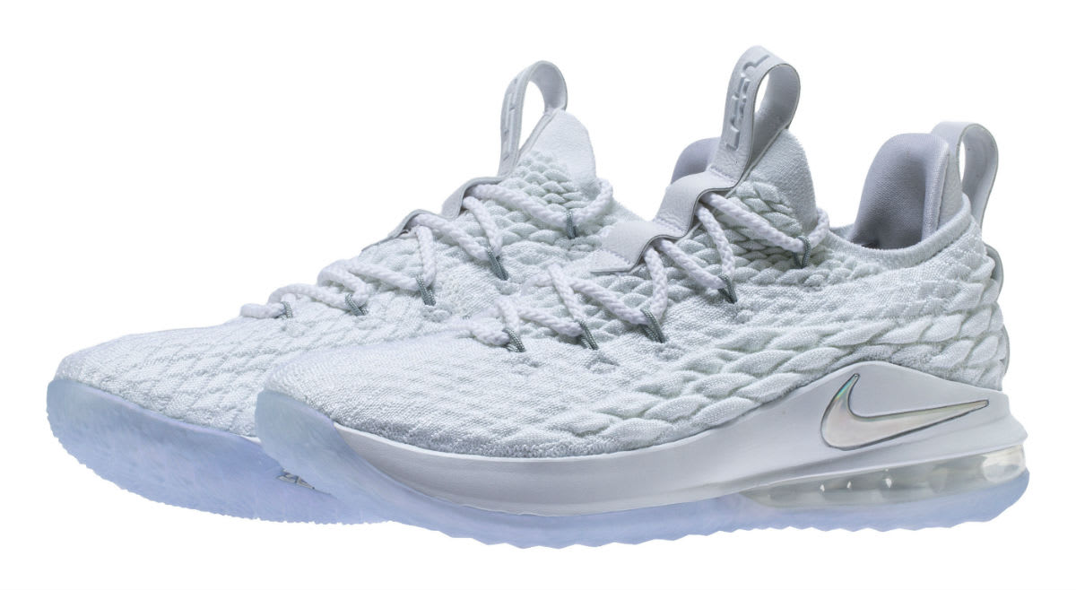 Nike LeBron 15 Low White Metallic Silver Release Date AO1755-100 Front