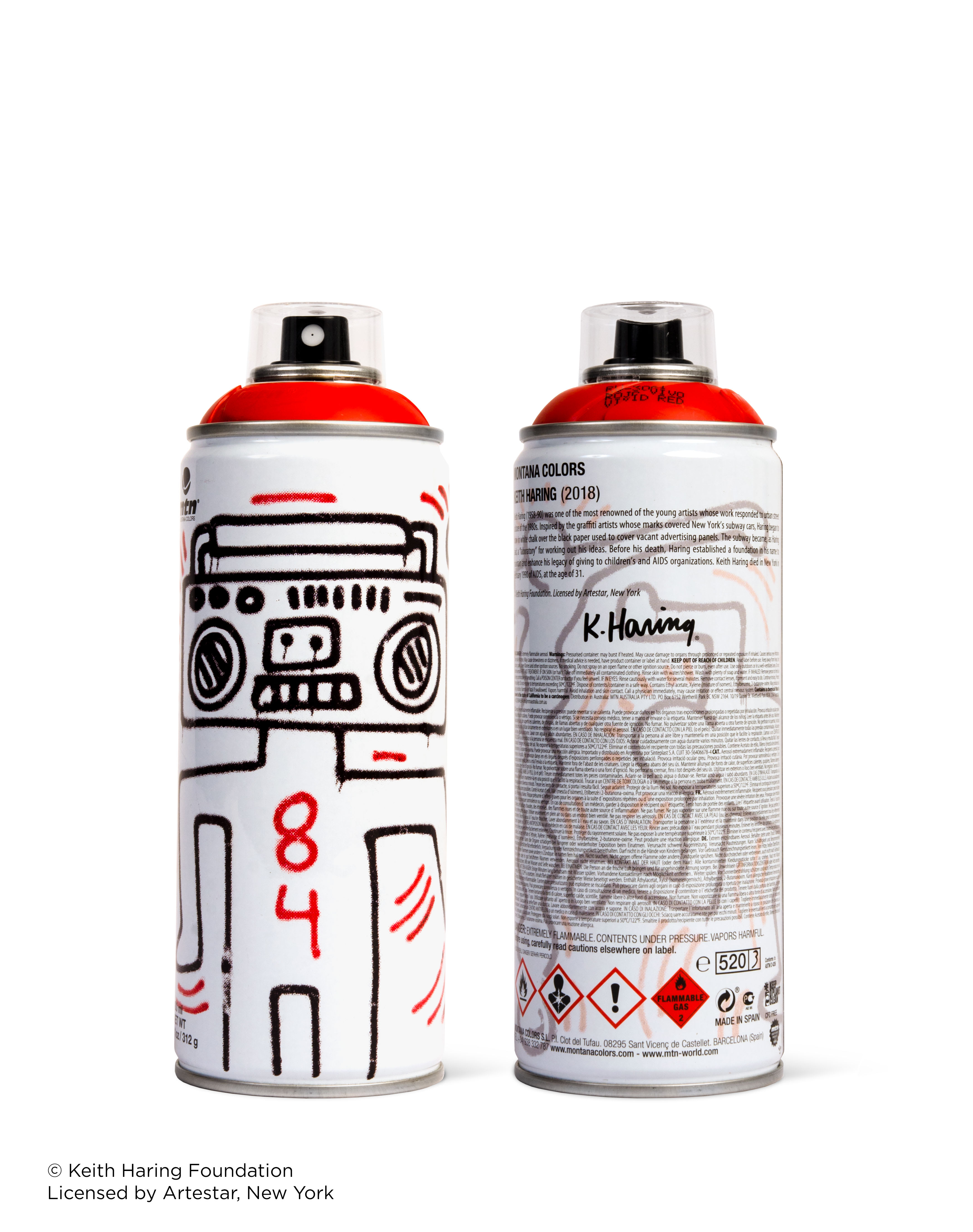 Red Keith Haring spray paint can for Beyond The Streets.