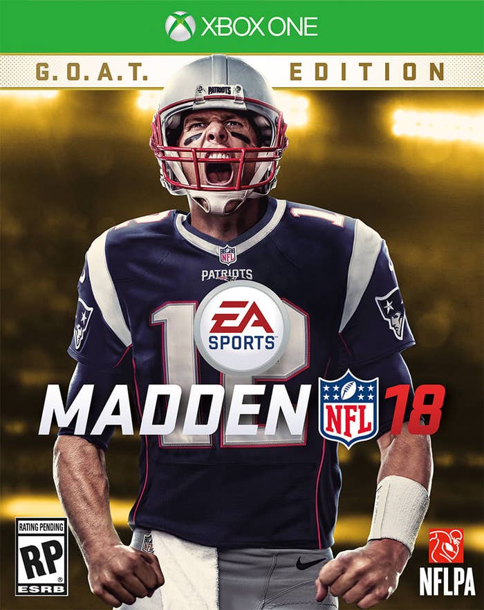 Tom Brady appears on the G.O.A.T. Edition cover of 'Madden NFL 18.'