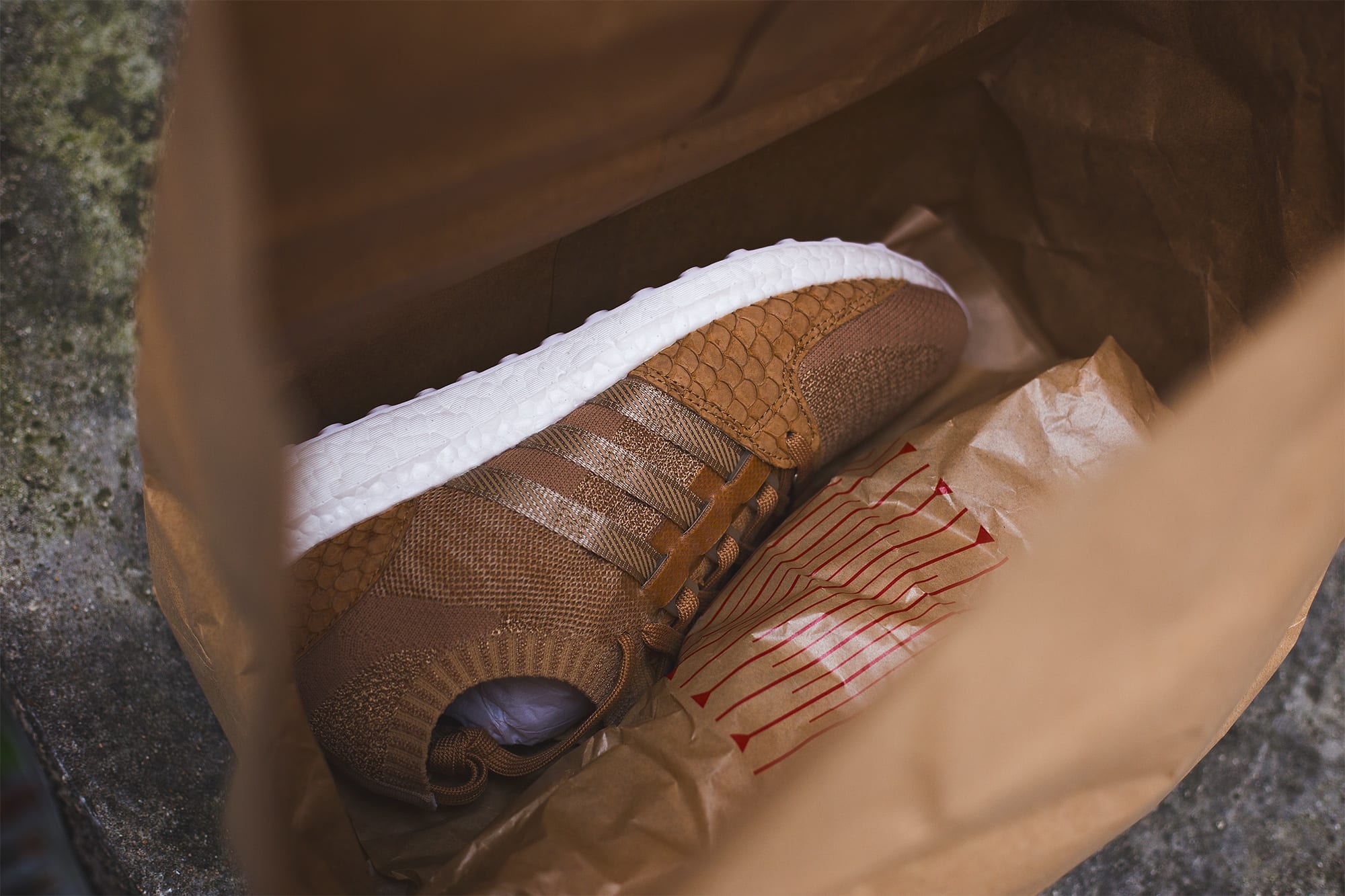 Adidas eqt support ultra shop pusha t brown bag