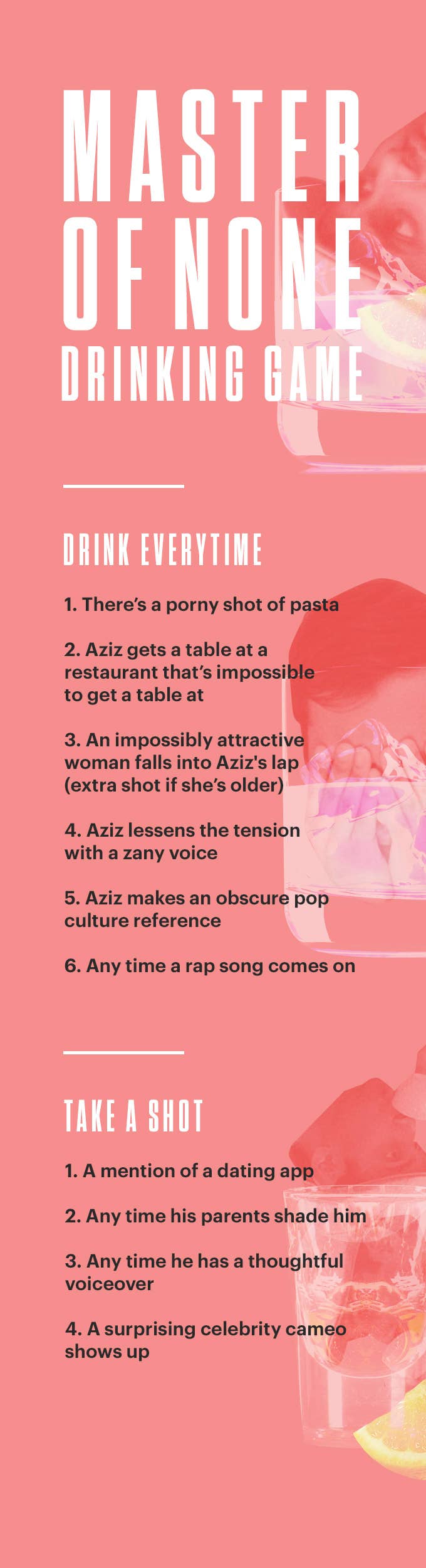Master of None Drinking Game