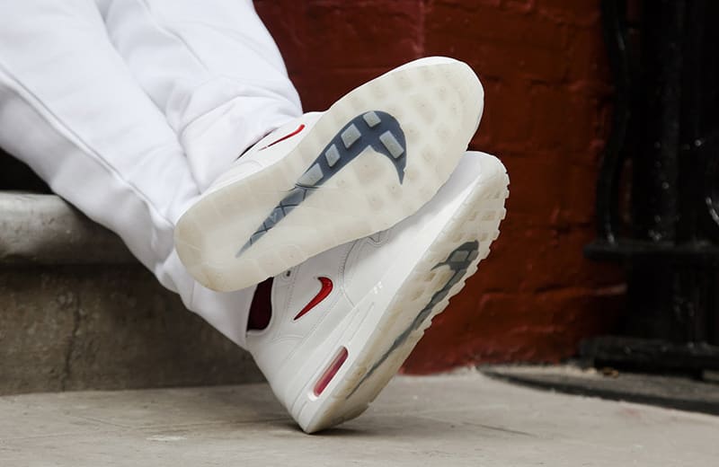 Nike Air Max 1 Jewel White Red Sole