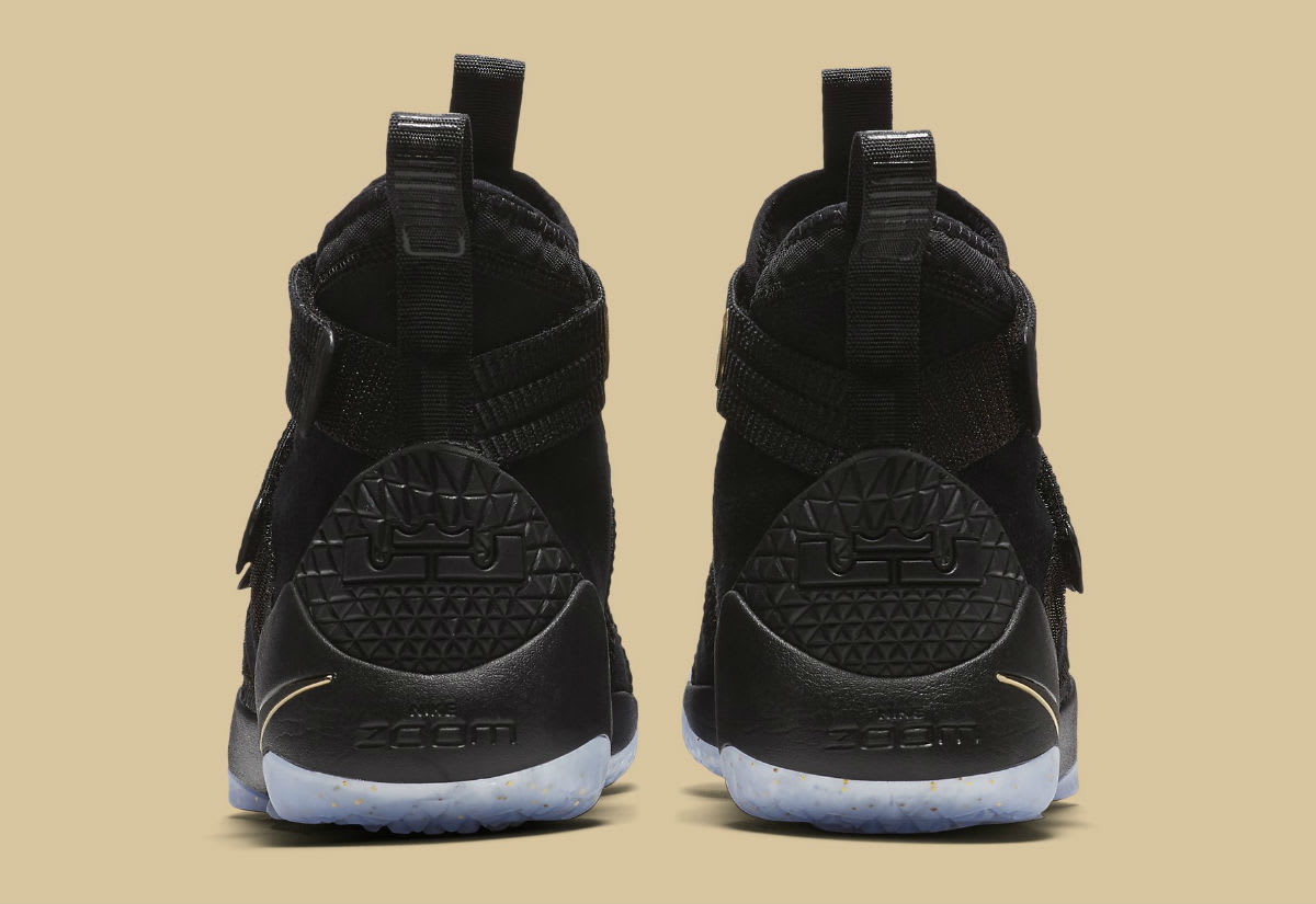 Nike LeBron Soldier 11 SFG Black/Gold Finals Release Date Heel