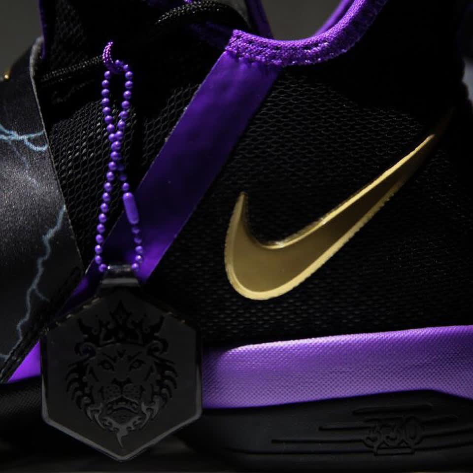 Nike LeBron 14 Black Purple Gold Release Date Medial AA3258-590