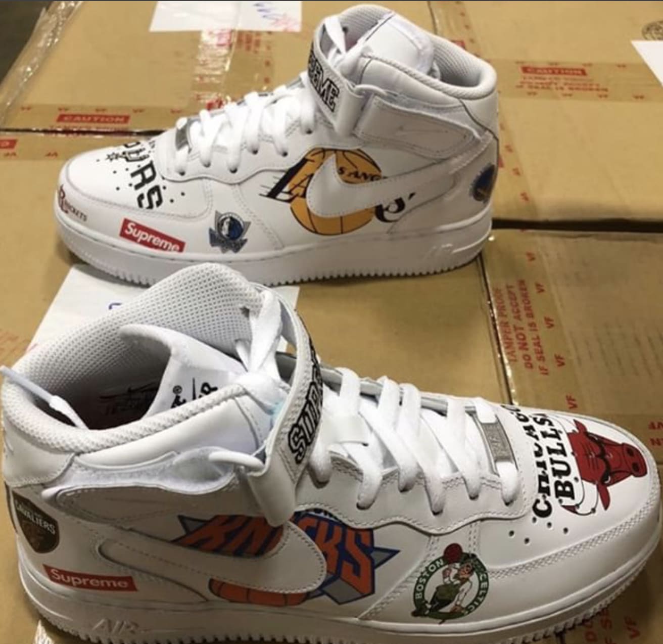 Supreme x Nike AF1 Mids Have All-Over NBA Team Logos | Complex