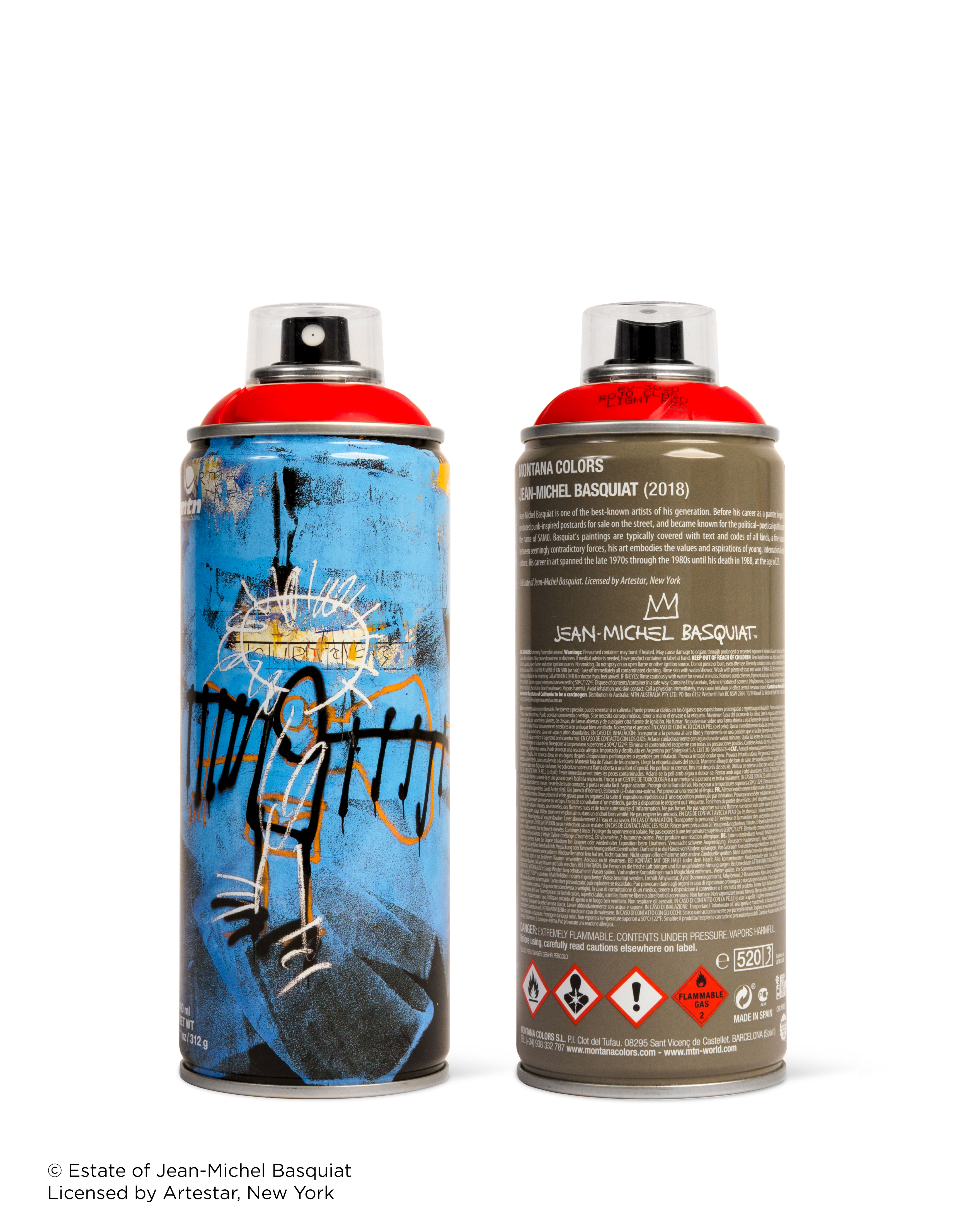 Blue Jean-Michel Basquiat spray paint can for Beyond The Streets.