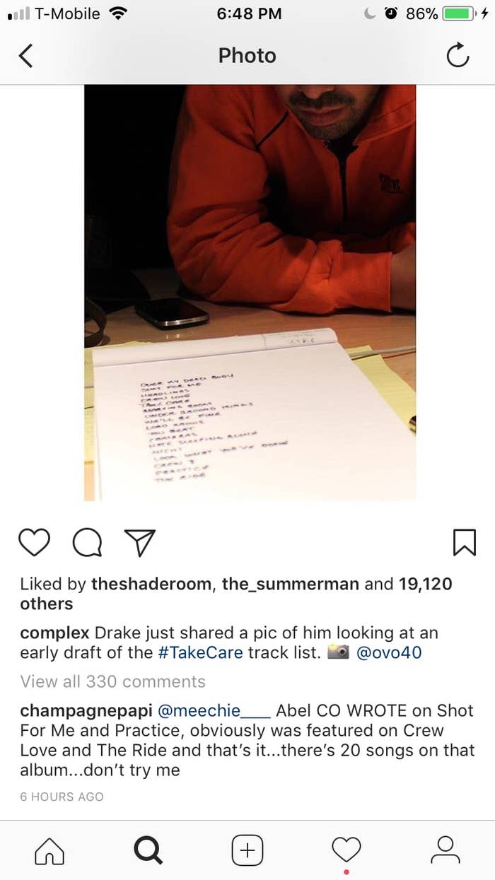 Drake Goes Off on Fan Who Says The Weeknd Wrote Most of &#x27;Take Care&#x27;