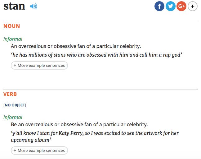 Stan definition in Oxford English Dictionary.