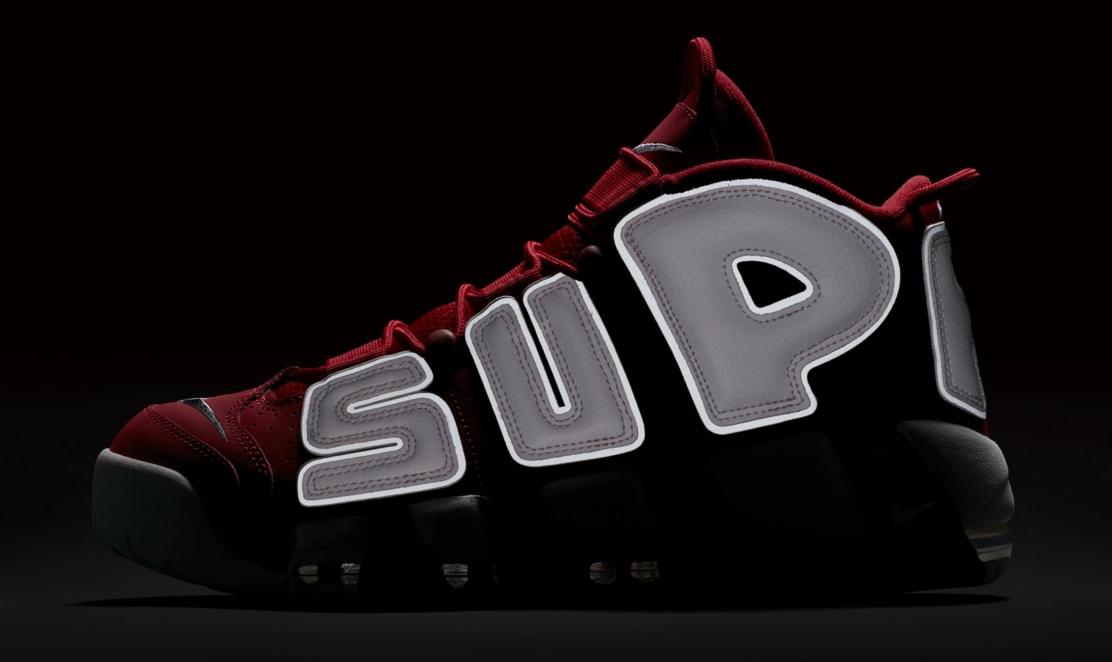 Red Supreme Nike Air More Uptempo 902290-600 Reflective