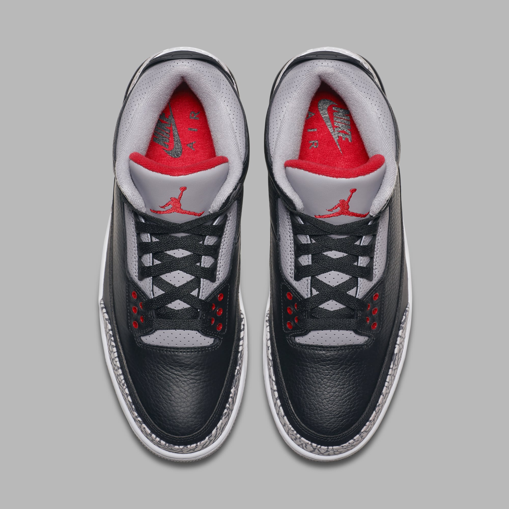Air Jordan 3 Black/Cement Grey-White-Fire Red 854262-001 (Top)