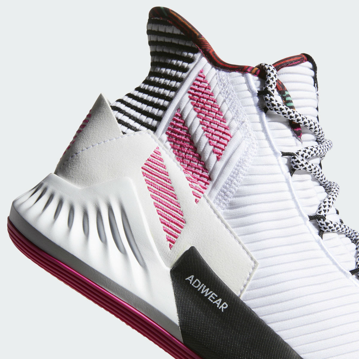 Adidas D Rose 9 White Black Pink Release Date BB7658 Heel