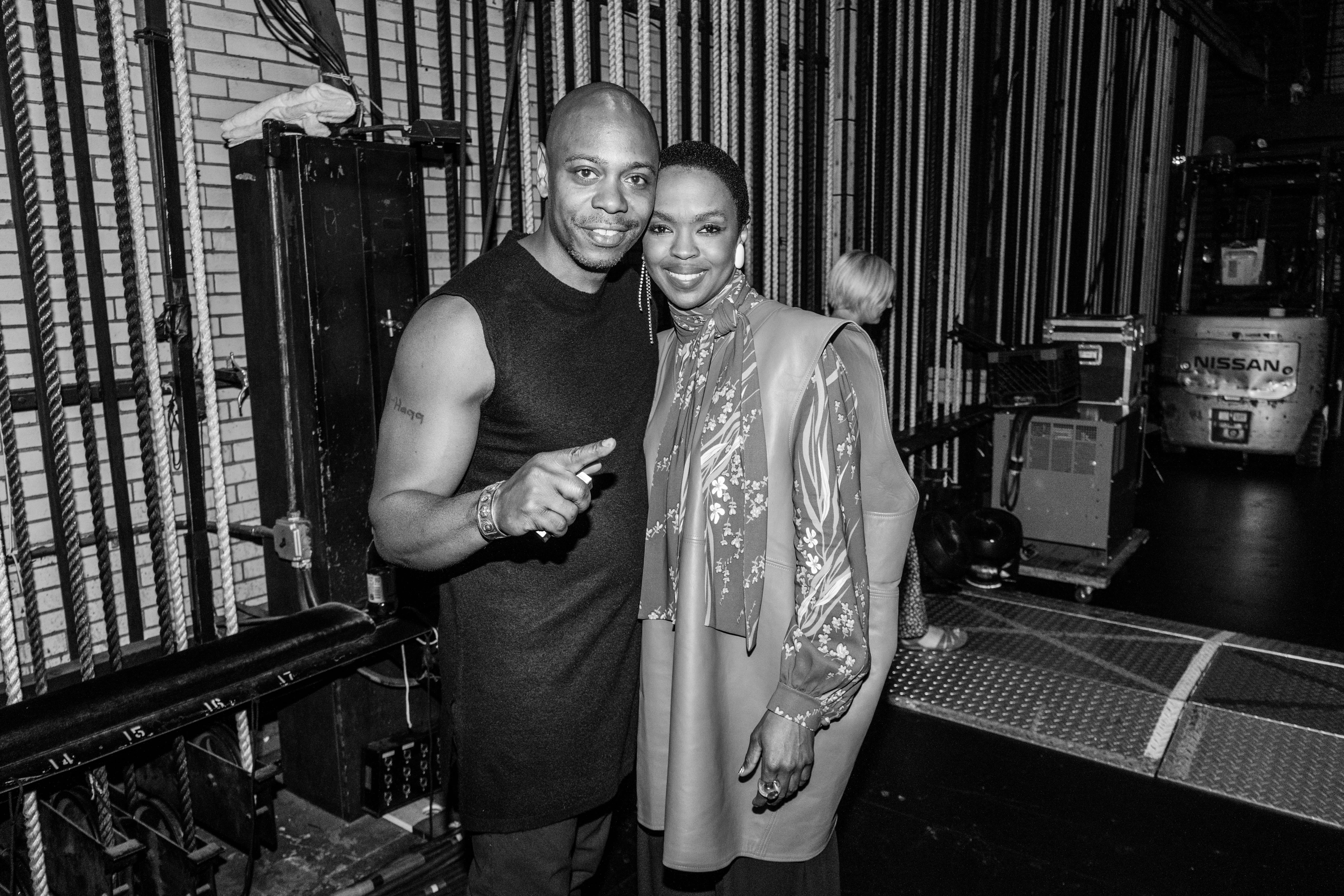 Dave Chappelle and Lauryn Hill backstage at Radio City Music Hall