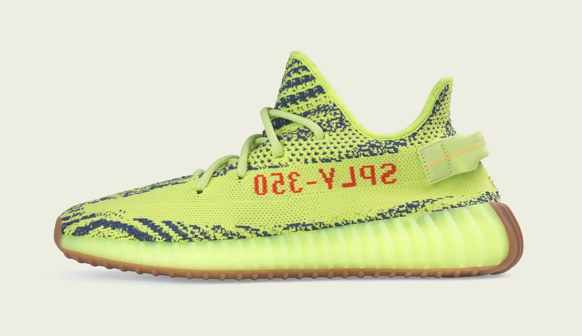 Semi Frozen Yellow Adidas Yeezy Boost 350 V2 Medial