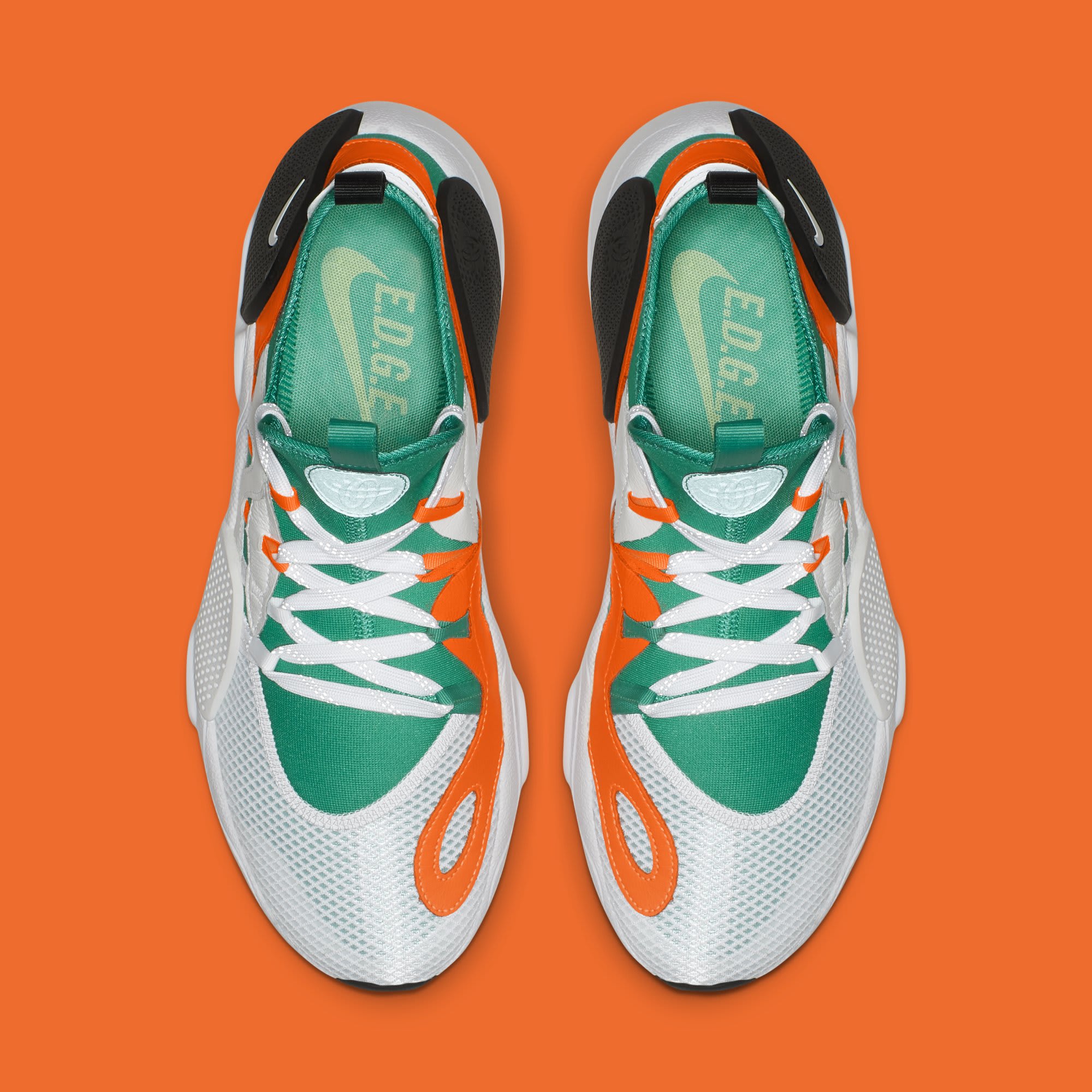 Nike Huarache E.D.G.E. TXT QS &#x27;White/Clear Emerald/Total Orange&#x27; BQ5206-100 (Top)