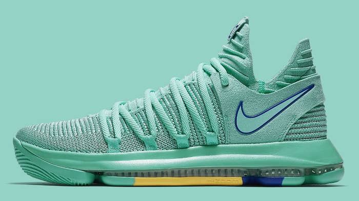 Nike KD 10 X City Edition Hyper Turquoise Racer Blue Release Date 897816-300 Profile