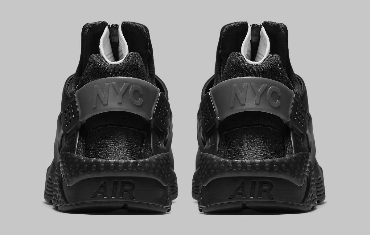 Nike Air Huarache Run NYC Triple Black Release Date AJ5578-001 Heel