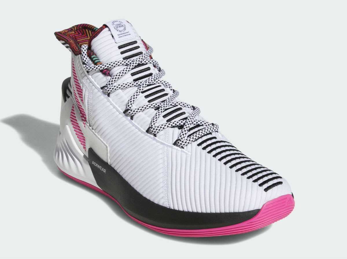 Adidas D Rose 9 White Black Pink Release Date BB7658 Front