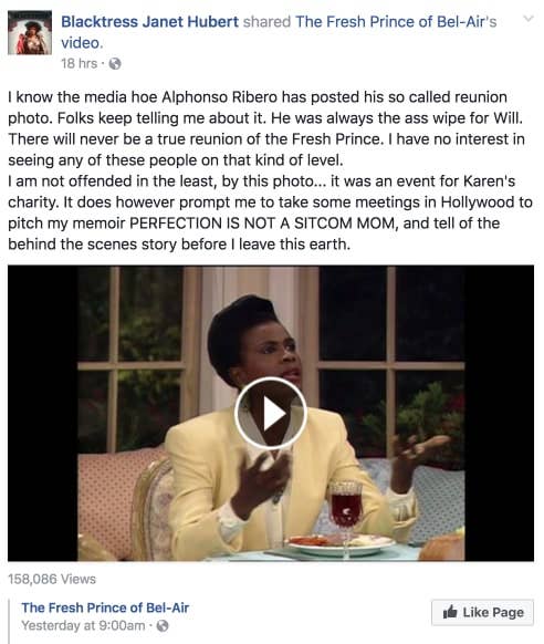 Original 'Fresh Prince' Aunt Viv Blasts 'Media Hoe' Alfonso